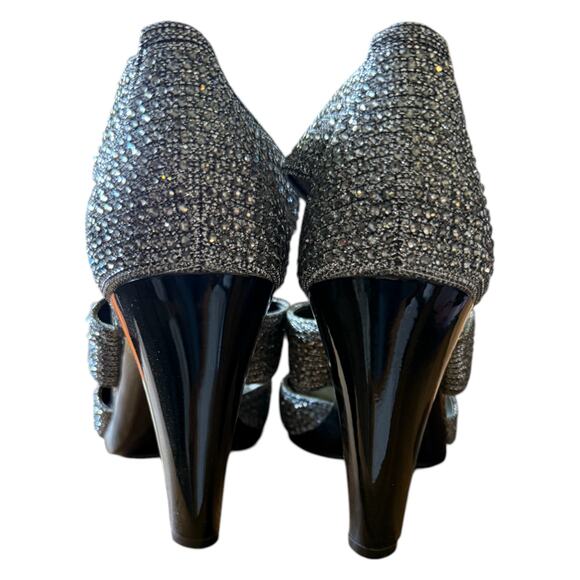 MICHAEL Michael Kors Berkley T-Strap Silver Rhinestones Glitter Heels Size 9M - Picture 4 of 6